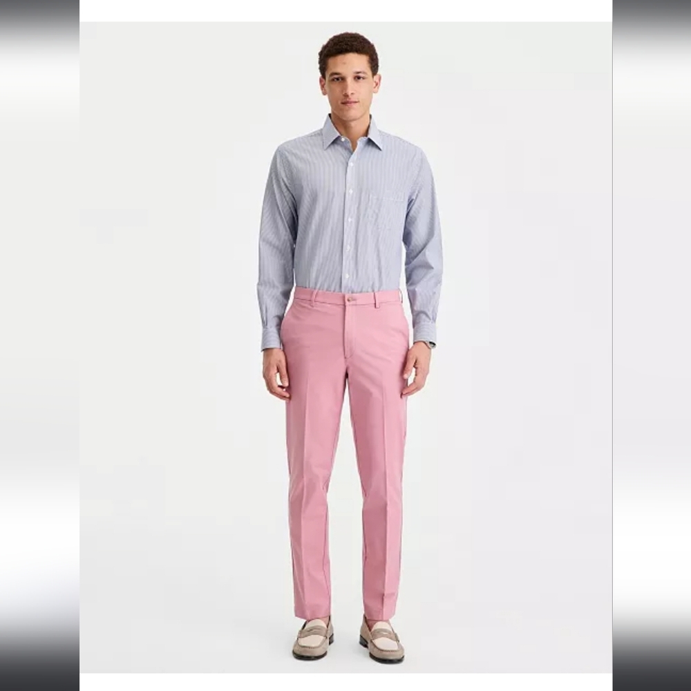 Michael Kors Men's Pink Classic-Fit Cotton-Blend Dress Pants Size 33W 32L